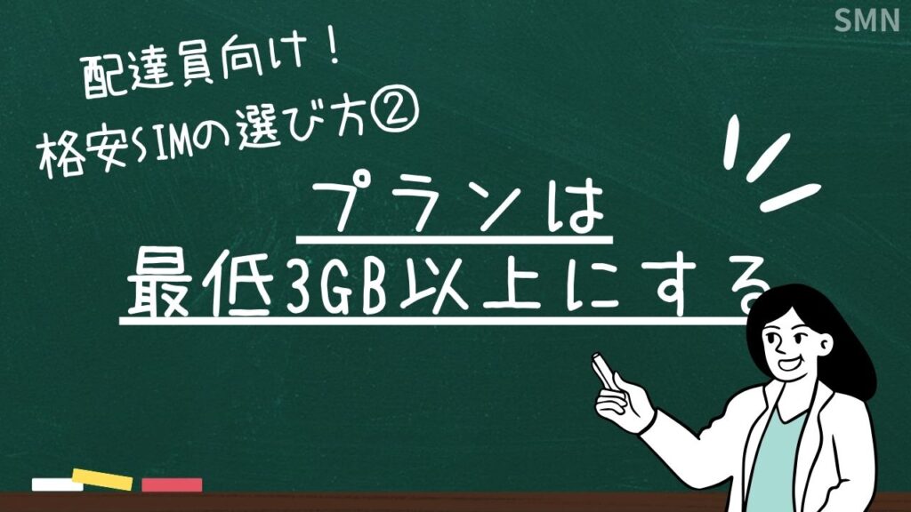 格安SIMの選び方のポイント２「データ量は最低3GB以上のプラン」